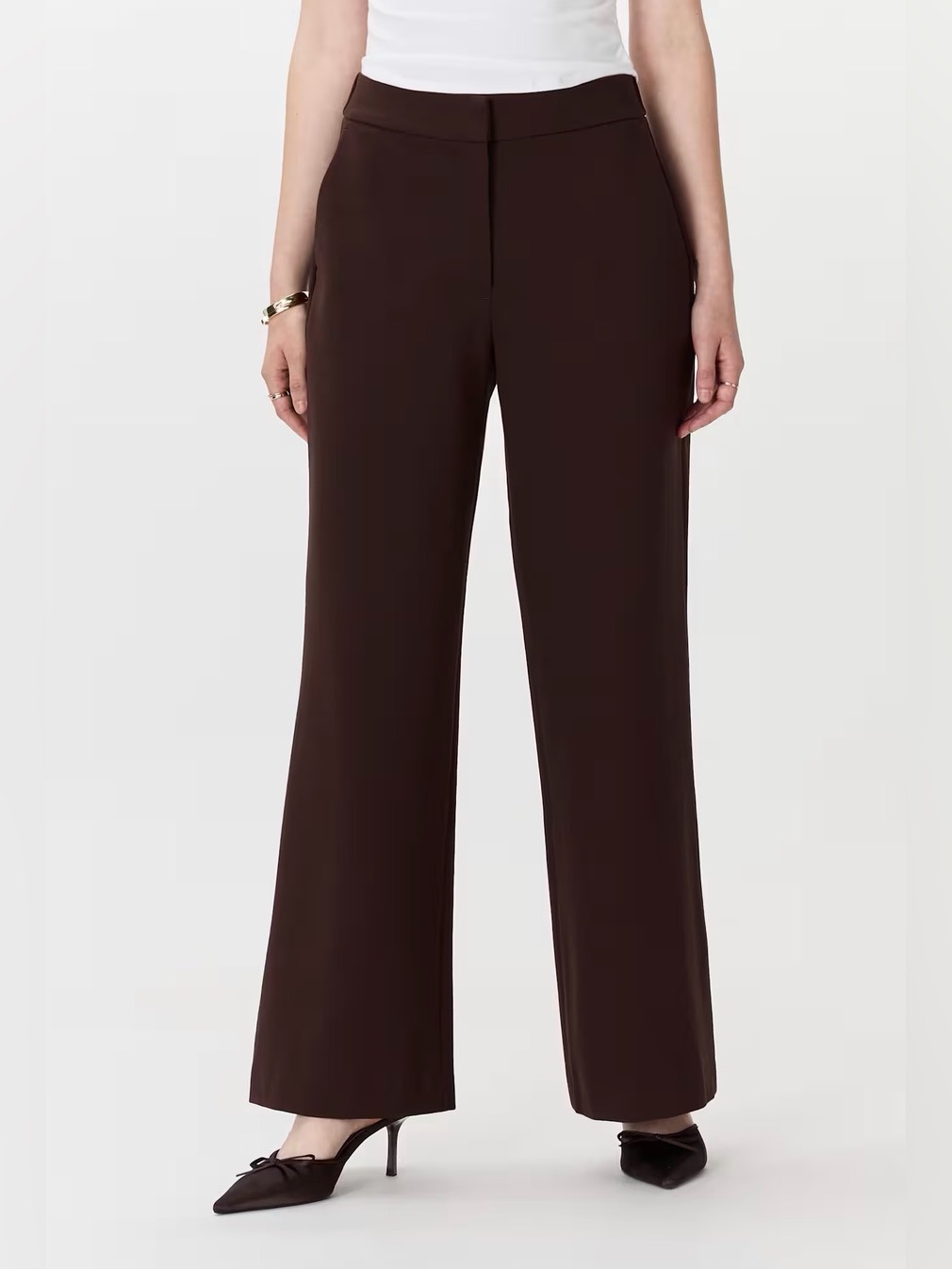 Women's Wide-Leg Dress Pants In Dark Brown - Size 4
